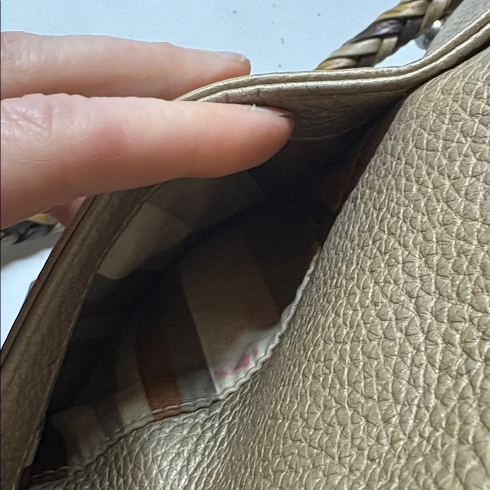 Brighton Gold Metallic Textured Leather Shoulder Bag